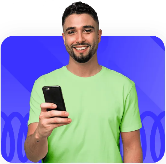 Atendente Mhnet com celular